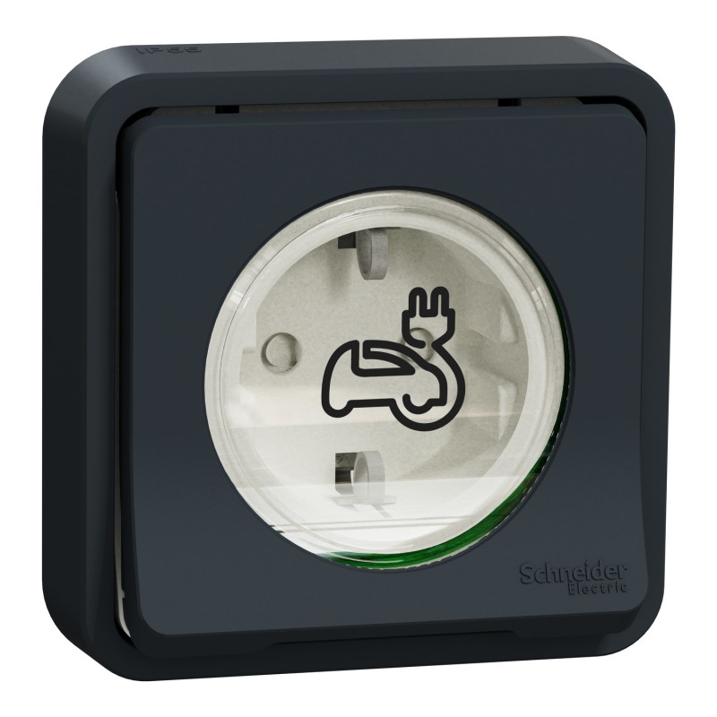 Mureva Styl EV | Подсилен контакт | Скрит монтаж, 16A, IP55, IK08, антрацит Mureva Styl EV | Подсилен контакт | Скрит монтаж, 16A, IP55, IK08, антрацит