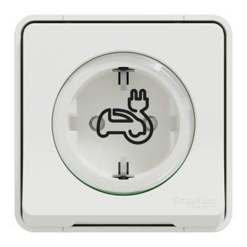 Mureva Styl EV | Подсилен контакт | Повърхностен монтаж, 16A, IP55, IK08, бял Mureva Styl EV | Подсилен контакт | Повърхностен монтаж, 16A, IP55, IK08, бял