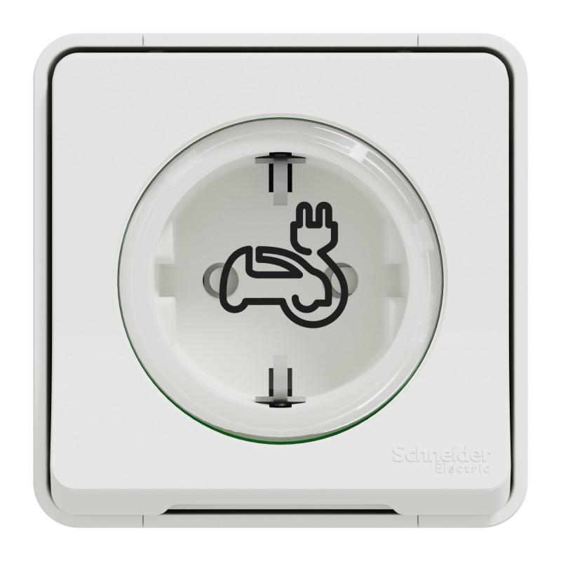 Mureva Styl EV | Подсилен контакт | Повърхностен монтаж, 16A, IP55, IK08, бял Mureva Styl EV | Подсилен контакт | Повърхностен монтаж, 16A, IP55, IK08, бял