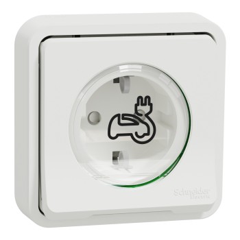 Mureva Styl EV | Подсилен контакт | Скрит монтаж, 16A, IP55, IK08, бял