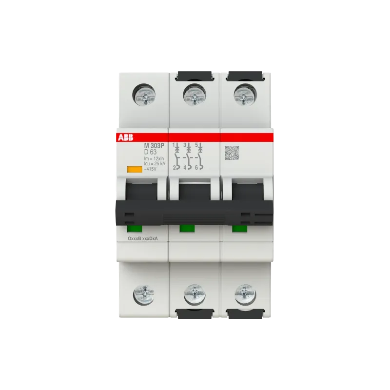 ABB M303P-D63 | Магнитен прекъсвач | 3P, 63A, крива D ABB M303P-D63 | Магнитен прекъсвач | 3P, 63A, крива D
