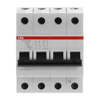 ABB SH203-C25NA | Автоматичен прекъсвач | 3P+N, 25A, крива C