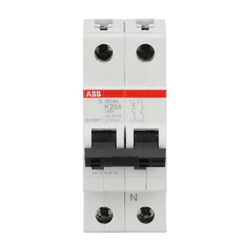 ABB S201-K25NA | Автоматичен прекъсвач | 1P+N, 25A, крива K