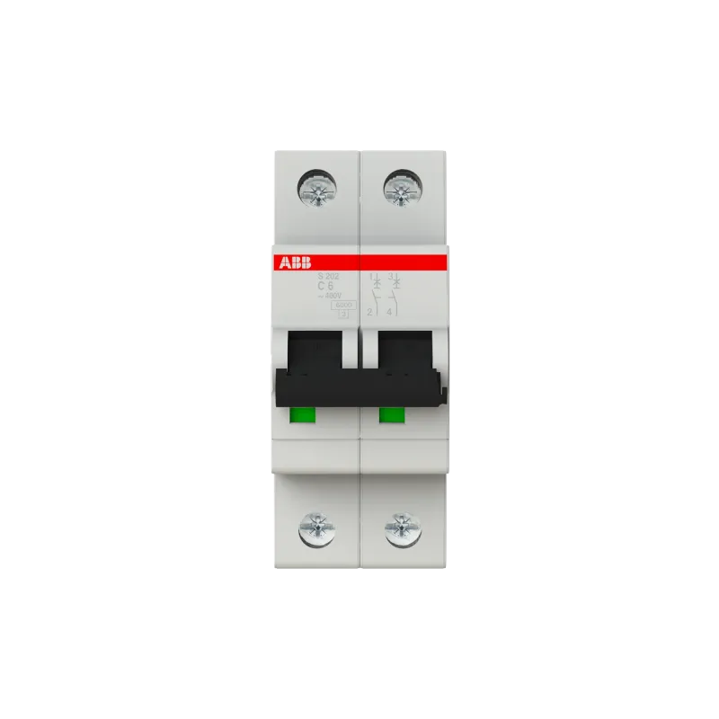 ABB S202-C6 | Автоматичен прекъсвач | 2P, 6A, крива C ABB S202-C6 | Автоматичен прекъсвач | 2P, 6A, крива C