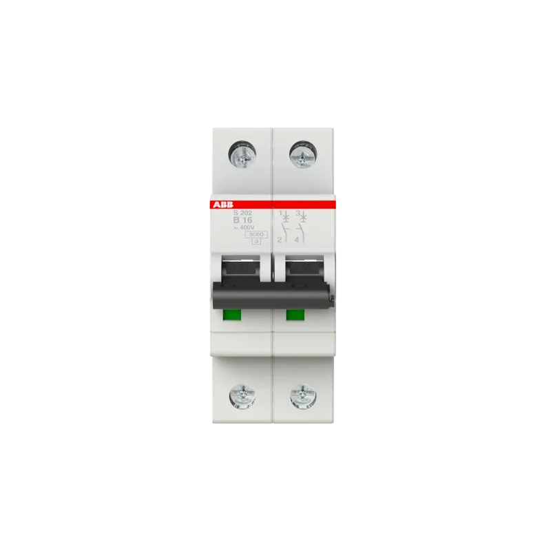 ABB S202-B16 | Автоматичен прекъсвач | 2P, 16A, крива B ABB S202-B16 | Автоматичен прекъсвач | 2P, 16A, крива B