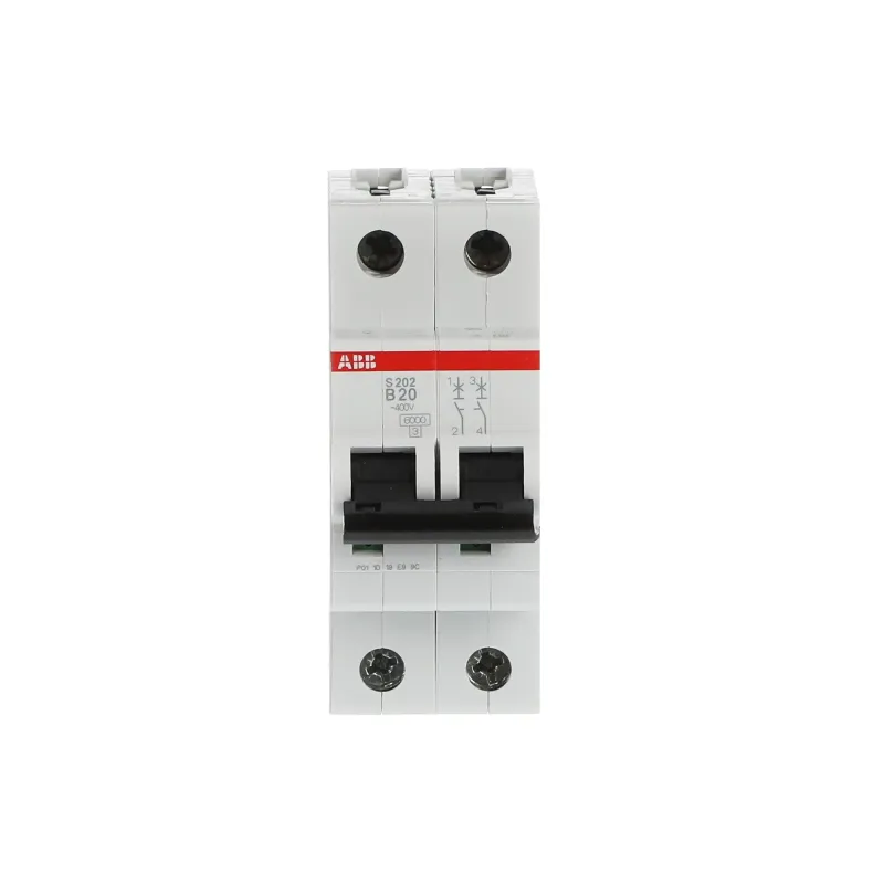 ABB S202-B20 | Автоматичен прекъсвач | 2P, 20A, крива B ABB S202-B20 | Автоматичен прекъсвач | 2P, 20A, крива B