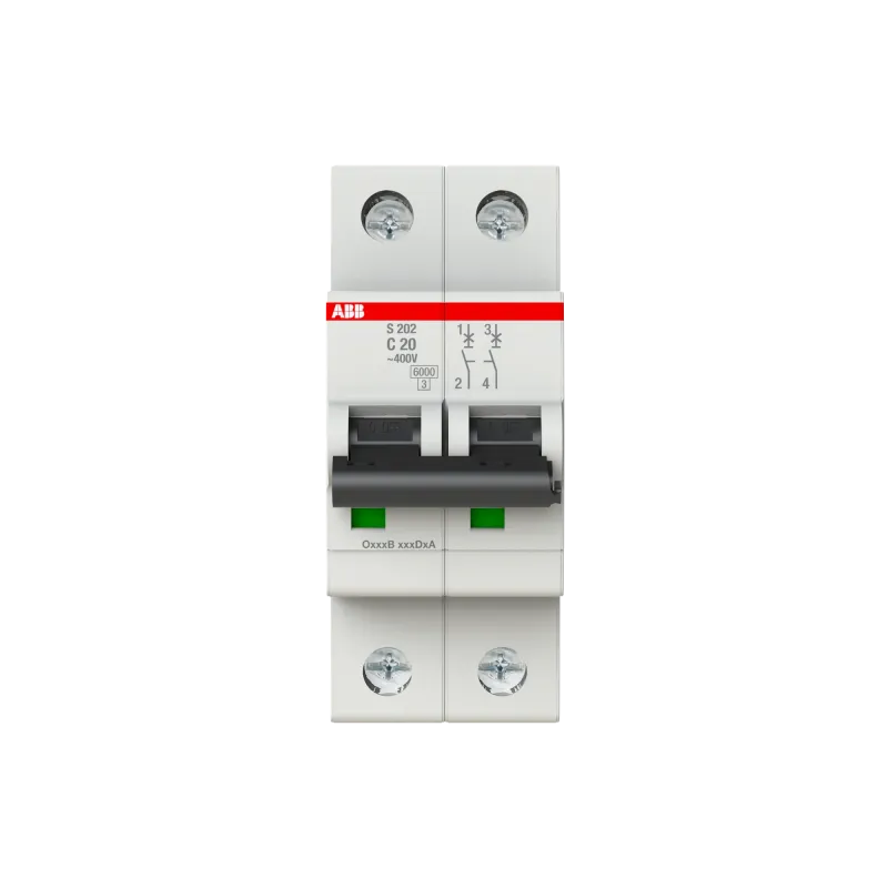 ABB S202-C20 MTB | Автоматичен прекъсвач | 2P, 20A, крива C ABB S202-C20 MTB | Автоматичен прекъсвач | 2P, 20A, крива C