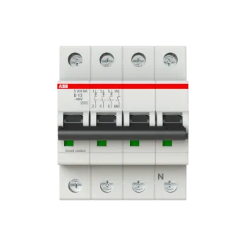 ABB S203-D13NA | Автоматичен прекъсвач | 3P+N, 13A, крива D