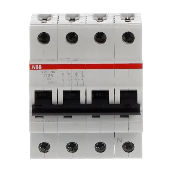 ABB S203-D25NA | Автоматичен прекъсвач | 3P+N, 25A, крива D