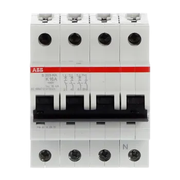 ABB S203-K16NA | Автоматичен прекъсвач | 3P+N, 16A, крива K