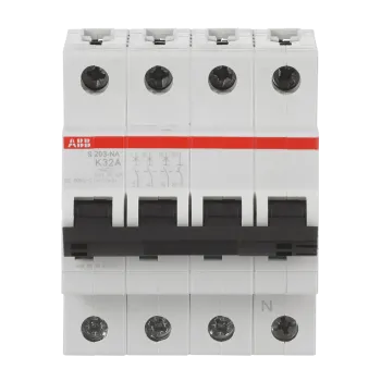 ABB S203-K32NA | Автоматичен прекъсвач | 3P+N, 32A, крива K