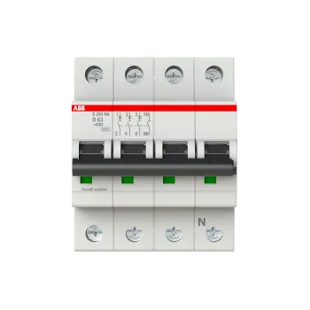 ABB S203-D63NA | Автоматичен прекъсвач | 3P+N, 63A, крива D