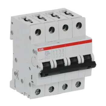 ABB S204-K20 | Автоматичен прекъсвач | 4P, 20A, крива K ABB S204-K20 | Автоматичен прекъсвач | 4P, 20A, крива K