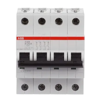ABB S204-K20 | Автоматичен прекъсвач | 4P, 20A, крива K