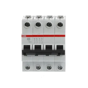 ABB S204-B80 | Автоматичен прекъсвач | 4P, 80A, крива B, 6kA