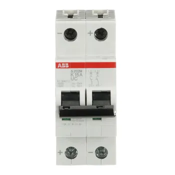 ABB S202M-K15UC | Автоматичен прекъсвач | 2P, 15A, крива K