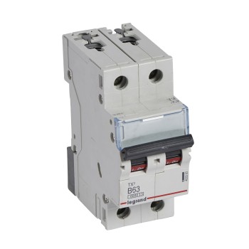 Legrand TX3 | Автоматичен прекъсвач | 2P, 63A, крива B, 6kA