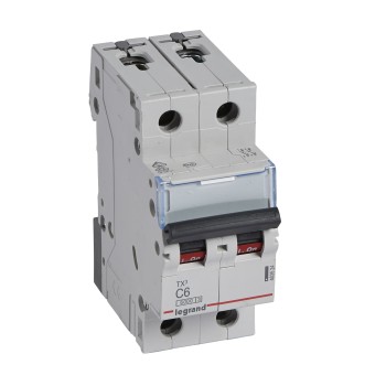Legrand TX3 | Автоматичен прекъсвач | 2P, 6A, крива C, 6kA