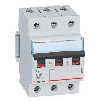 Legrand TX3 | Автоматичен прекъсвач | 3P, 16A, крива C, 6kA