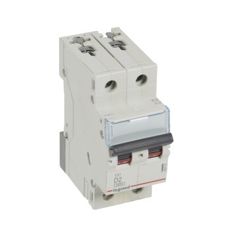 Legrand TX3 | Автоматичен прекъсвач | 2P, 2A, крива D, 6kA