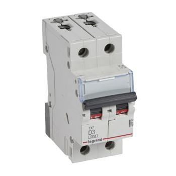 Legrand TX3 | Автоматичен прекъсвач | 2P, 3A, крива D, 6kA