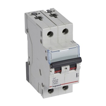Legrand TX3 | Автоматичен прекъсвач | 2P, 32A, крива D, 6kA