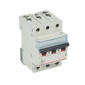 Legrand TX3 | Автоматичен прекъсвач | 3P, 0.5A, крива D, 6kA