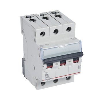 Legrand TX3 | Автоматичен прекъсвач | 3P, 8A, крива D, 6kA