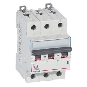 Legrand DX3 | Автоматичен прекъсвач | 3P, 25A, крива B, 6kA