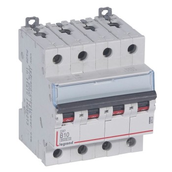 Legrand DX3 | Автоматичен прекъсвач | 4P, 10A, крива B, 6kA