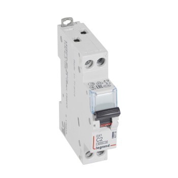 Legrand DX3 | Автоматичен прекъсвач | 1P+N, 2A, крива C, 6kA Legrand DX3 | Автоматичен прекъсвач | 1P+N, 2A, крива C, 6kA