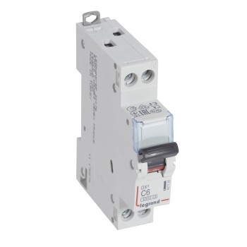 Legrand DX3 | Автоматичен прекъсвач | 1P+N, 6A, крива C, 6kA Legrand DX3 | Автоматичен прекъсвач | 1P+N, 6A, крива C, 6kA