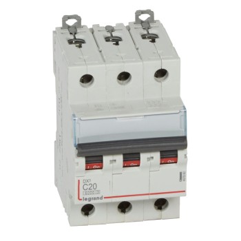 Legrand DX3 | Автоматичен прекъсвач | 3P, 20A, крива C, 6kA