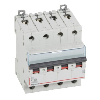 Legrand DX3 | Автоматичен прекъсвач | 4P, 10A, крива C, 6kA