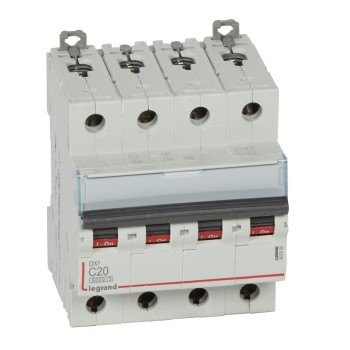 Legrand DX3 | Автоматичен прекъсвач | 4P, 20A, крива C, 6kA