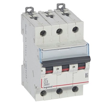 Legrand DX3 | Автоматичен прекъсвач | 3P, 3A, крива D, 6kA