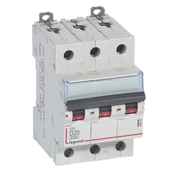 Legrand DX3 | Автоматичен прекъсвач | 3P, 20A, крива D, 6kA
