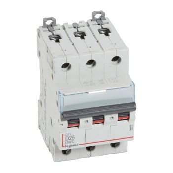 Legrand DX3 | Автоматичен прекъсвач | 3P, 25A, крива D, 6kA