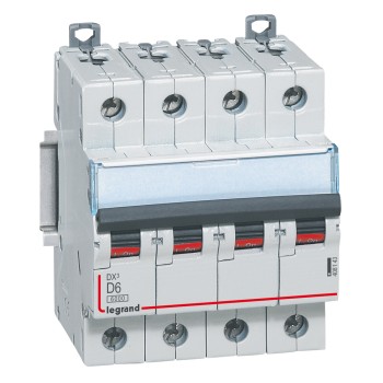 Legrand DX3 | Автоматичен прекъсвач | 4P, 6A, крива D, 6kA Legrand DX3 | Автоматичен прекъсвач | 4P, 6A, крива D, 6kA