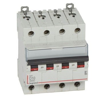 Legrand DX3 | Автоматичен прекъсвач | 4P, 10A, крива D, 6kA