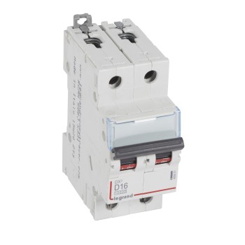 Legrand DX3 | Автоматичен прекъсвач | 2P, 16A, крива D, 10kA Legrand DX3 | Автоматичен прекъсвач | 2P, 16A, крива D, 10kA