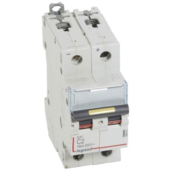 Legrand DX3 | DC автоматичен прекъсвач | 2P, 2A, крива C, 12–500V DC, 16kA Legrand DX3 | DC автоматичен прекъсвач | 2P, 2A, крива C, 12–500V DC, 16kA
