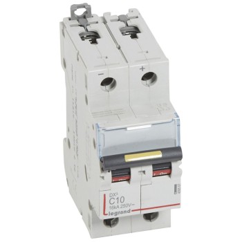 Legrand DX3 | DC автоматичен прекъсвач | 2P, 10A, крива C, 12–500V DC, 16kA Legrand DX3 | DC автоматичен прекъсвач | 2P, 10A, крива C, 12–500V DC, 16kA