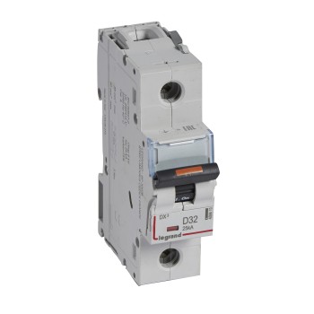 Legrand DX3 | Автоматичен прекъсвач | 1P, 32A, крива D, 25kA Legrand DX3 | Автоматичен прекъсвач | 1P, 32A, крива D, 25kA