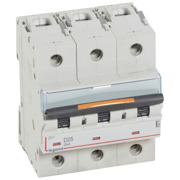 Legrand DX3 | Автоматичен прекъсвач | 3P, 25A, крива D, 25kA