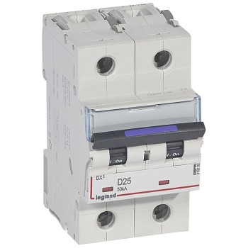 Legrand DX3 | Автоматичен прекъсвач | 2P, 25A, крива D, 50kA Legrand DX3 | Автоматичен прекъсвач | 2P, 25A, крива D, 50kA