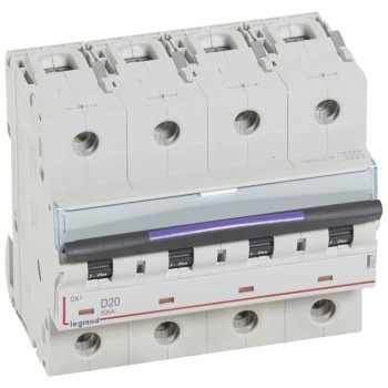 Legrand DX3 | Автоматичен прекъсвач | 4P, 20A, крива D, 50kA Legrand DX3 | Автоматичен прекъсвач | 4P, 20A, крива D, 50kA