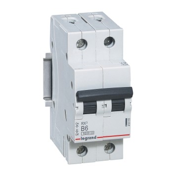 Legrand RX3 | Автоматичен прекъсвач | 2P, 6A, крива B, 6kA Legrand RX3 | Автоматичен прекъсвач | 2P, 6A, крива B, 6kA