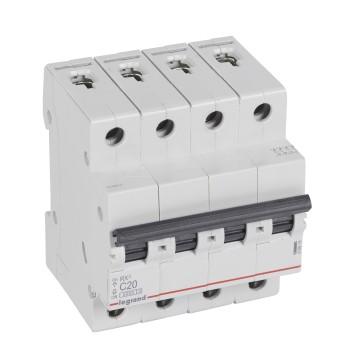 Legrand RX3 | Автоматичен прекъсвач | 4P, 20A, крива C, 6kA