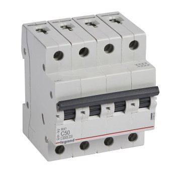 Legrand RX3 | Автоматичен прекъсвач | 4P, 50A, крива C, 6kA
